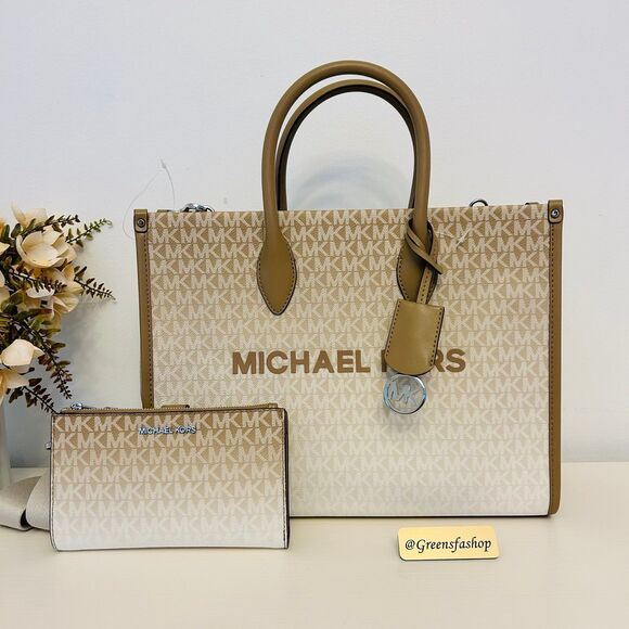 Michael Kors Purse & wallet Mirella Medium Ombré Logo Tote Bag Husk - Picture 1 of 12